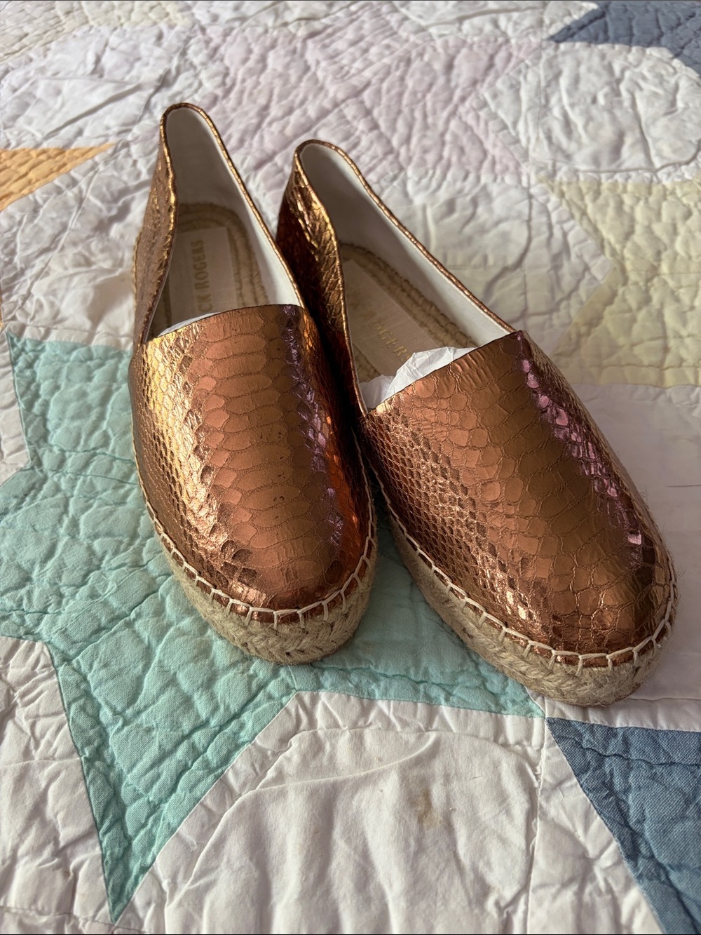 Jack Rogers Metallic Copper Espadrille Flats